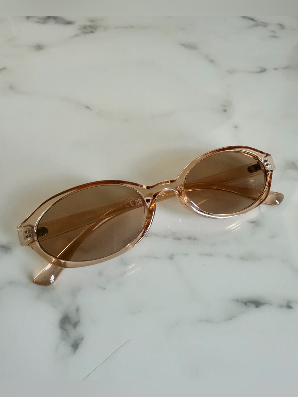Brand New Women's Transparent Brown Oval Sunglasses